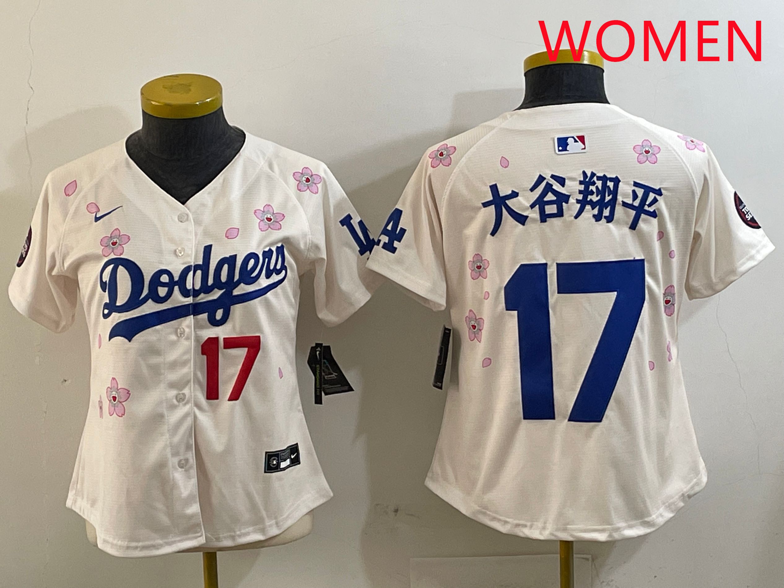 Women Los Angeles Dodgers #17 Ohtani Cream Sakura Edition 2025 Nike MLB Jersey style 21->women mlb jersey->Women Jersey